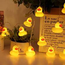 1 Peça Luzes de Corda LED em Formato de Pato Amarelo, Adequado para Quarto, Sala de Estar, Festa de Aniversário, Decoração de Evento Festivo
