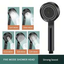 1pc High-Pressure Handheld Shower Head, Water-Saving Bathroom Shower Head, Large-Flow Rain-Type Faucet, Wall-Mounted Circular Design, 5 Water Spray Modes, Durable Plastic Material, Water-Saving And Energy-Efficient, Enhances Bathing Experience, Shower Accessory, Home Bathroom Decoration, Shower Set - Multicolor - View 10
