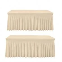 1 pieza Mantel de mesa de tela de espándex blanco, resistente a las arrugas y lavable, se ajusta a mesas de comedor rectangulares, funda elástica para mesa de patio, adecuada para bodas, banquetes, fiestas, estilo Ins de lujo, mantel elástico blanco para hotel, banquete, cumpleaños, conferencia