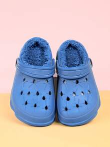 Children's Warm Indoor Slippers For Autumn/Winter, Simple Plush Slippers For Home Outfit, Minimalist Style DIY Sandals