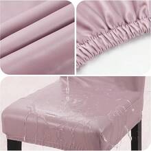 YISUN Dining Chair Covers, Solid Pu Leather Waterproof And Oilproof Stretch Dining Chair Protector Cover Slipcover (Deep Coffee, 6 Pack)