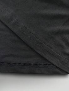 Women'S Summer Casual T-Shirt With Geometric Glasses Print, 95% Polyester 5% Spandex Knit Fabric, Round Neck Fashion Top For Daily Wear - 黑色 - 查看 4