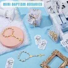 120pcs Baptism Shower Wedding First Communion Decoration Kit, Includes 30pcs Mini Beads, 30pcs Cross-Shaped Small Boxes, 30pcs Organizational Gift Bags, 30pcs Thank You Kraft Paper Labels, Made Of Plastic, For Wedding, Shower, Baptism, First Communion, Spring, Summer, Fall, Winter - 彩色 - 查看 3