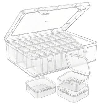 31pcs 1 Large Box + 30 Small Boxes Transparent Plastic Storage Box With Small Storage Containers - Bead Storage Container Box - Organize Your Beads With Hinged Lid, Rectangular Shape Plastic Material - Perfect For DIY Jewelry Craft, Nail Art And Bracelet Making Beads, Jewelry Making Supplies, Perfect Valentine's Day Gift And Women's Gift