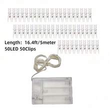1 pieza Luces de cuerda con pinzas para fotos con pilas, luces de hadas con 30/50 pinzas LED, luces de cuerda LED de 32.8ft/16.4ft/9.84ft utilizadas para colgar tarjetas de fotos en las paredes del dormitorio para decoraciones navideñas, de jardín, de Acción de Gracias, de boda, fiestas y decoración del hogar, decoración de habitaciones, decoración de invierno