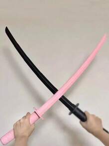 1/2pcs The Unisex Dressing Path Is Available In Black And Pink. It Features An Extendable Samurai Sword Made Of Pp Material And Is Suitable As A Festive Dressing Prop Halloween