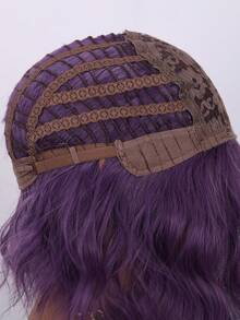 SMILCO 14-Inch Purple Wavy Wig For Women With Straight Bangs To Make Your Face Look Smaller. Medium-Length Hair Is Fluffy And Natural. Fashionable For Daily Outings - Màu tím - Xem 6