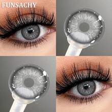 FUNSACHY 1 Pair Colorcon Contact Lenses For Eyes Beautiful Lenses Cosmetics Gray Pupils Blue Color Lens Big Eyes Contacts Lens Yearly Halloween Costume Cosplay - IKEREL-gRAY - View 2