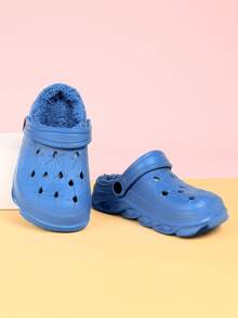 Children's Warm Indoor Slippers For Autumn/Winter, Simple Plush Slippers For Home Outfit, Minimalist Style DIY Sandals