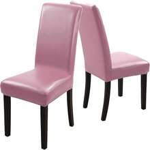 YISUN Dining Chair Covers, Solid Pu Leather Waterproof And Oilproof Stretch Dining Chair Protector Cover Slipcover (Deep Coffee, 6 Pack)