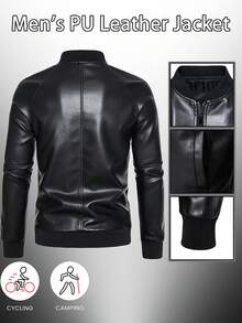 Men's Slim Fit Baseball Collar Zip Up Jacket, Casual Motorcycle Jacket, Couple Style