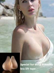 1 对深 V 装专用聚拢提胸胶带防滑粘性胸罩硅胶乳头贴适用于露背礼服婚礼派对 - 黃色 - 查看 14