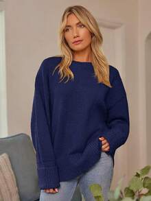 Women's Oversized Sweaters Fuzzy Chunky Warm Pullover Sweater/Vacation Outfits Women/Valentine Outfits For Women - 藏蓝色 - 查看 4