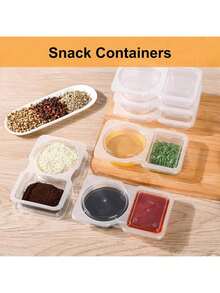 5/10/20个装可重复使用零食包装容器，带盖可重复使用零食罐，双层零食容器，加厚便携式零食蘸酱容器，学习用品 - 彩色 - 查看 2