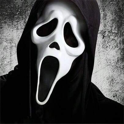 1pc Scary Creepy Screaming Ghost Face Mask, Horror Latex Party Costume Prop For Adults