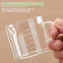 2 Pack Measuring Cups 75ML Espresso Cups With Handle Espresso Shot Glasses With VShaped Mouth Clear Accessories Milk Frothing Pitcher