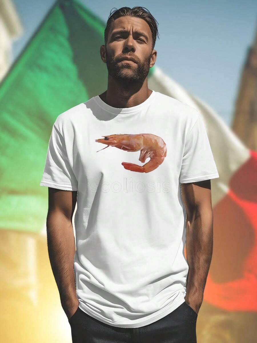 Scoliosis Shrimp T Shirt Uomo Moda Casual Maglietta Divertente Offerta Esclusiva Idea Regalo Stile Unico Design Creativo Comoda Shopping Online Sconto Imperdibile