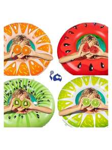 Set Of 7 Inflatable Pool Floats, 4 Fruit Rings, And 3 Pool Balls. Bluelander - Multicolor - View 6