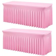 1 pieza Mantel de mesa de tela de espándex blanco, resistente a las arrugas y lavable, se ajusta a mesas de comedor rectangulares, funda elástica para mesa de patio, adecuada para bodas, banquetes, fiestas, estilo Ins de lujo, mantel elástico blanco para hotel, banquete, cumpleaños, conferencia