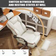 Executive Office Chair With Foot Rest High Back Office Chair Computer Gaming Chairs Big And Tall PU Leather Office Brown Computer Chair - White - View 2