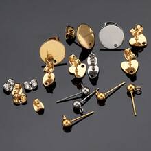 10 piezas de pendientes con forma de flor y corazón redondo de acero inoxidable con respaldos, adecuados para hacer joyas y accesorios de pendientes DIY - pendientes - Ver 6