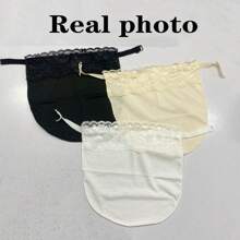 3/1 Set Women's Contrast Lace Bra Pads, 3/1 Set Woven Polyester Bust Enhancers, Invisible Anti-Peep Removable Bra Cups, Machine Washable Striped Bra Accessories - Multicolor - View 9