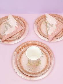 10pcs 16th Birthday Decorations For Princess Rose Gold Sweet 16 Birthday Party Supplies For Her 16th Happy Birthday Plates And Napkins Cups Tableware For Daughter Sweet 16th Birthday Party Favor - Multicolor - View 4