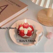 奶油草莓香薰蜡烛，送给女朋友的创意生日礼物，手工纪念品，无烟卧室蜡烛 - 紅色 - 查看 7