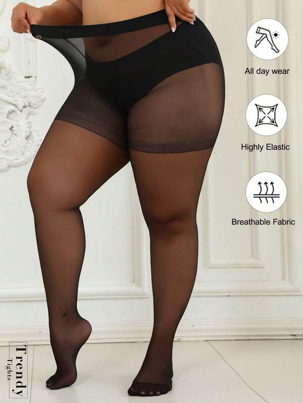 30D transparente Leggings in Große Größen für Frauen, hochdehnbar einfarbig transparent, modisch sexy vielseitig schwarze Strümpfe, geeignet für Frühling/Sommer, Halloween, Weihnachten