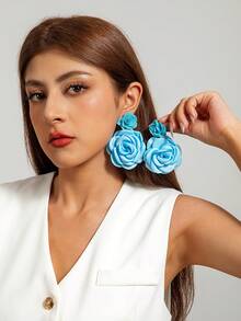 1 Cặp bông tai mặt dây chuyền hoa polyester tối giản, thiết kế thanh lịch và lãng mạn đa năng dành cho phụ nữ, phù hợp để đeo hàng ngày và bất kỳ dịp nào, món quà hoàn hảo - Nhiều màu - Xem 18