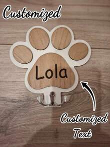 Gancho personalizado para correa de perro con texto personalizado, gancho de pared de madera con nombre personalizado para correa de perro, gancho de dibujos animados con palabra personalizable, ornamental, elegante para gato, lindo, colorido, único, artículos para el hogar personalizados, regalos ideales para él, regalos ideales para ella, familia, amigos, amantes de las mascotas, para aniversarios, con grabado, elegante, moda, vintage, lindo, contratado, único, personalizado, personalizado para mascotas para aniversarios, suministros de regalo de Navidad - Multicolor - Ver 4