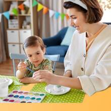 4 件塑料桌布，108x54 英寸防水桌布，霓虹绿粉色橙黄色，适用于生日派对圣诞节、花园家具罩、室内外使用、床罩装饰 - 彩色 - 查看 5