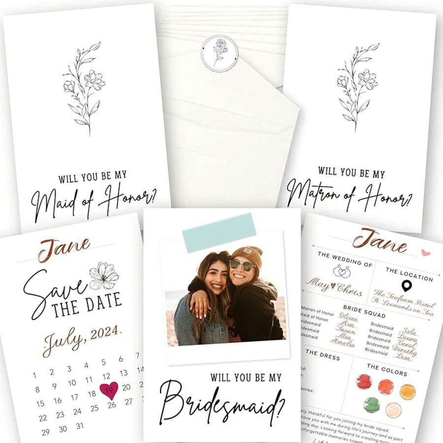 11 Bridesmaid Proposal Card Set - 8 Will You Be My Bridesmaid Card, 2 Will You Be My Maid Of, 1 Matron Of Invitation, Asking Bridesmaid Proposal Gifts Ideas - 貼紙伴娘求婚卡 - 查看 1