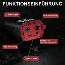 okwish okwish Kabelloser Reifenfüller, tragbarer Luftkompressor – 150 PSI-Luftpumpe mit automatischer Abschaltfunktion für Autoreifen, Schlauchboote, Motorräder, Bälle, kompakte Fahrradreifenpumpe mit LED-Licht, rot, groß
