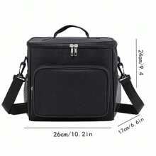 1 pieza Bolsa de almuerzo tipo bento negra iónica, bolso aislado minimalista para trabajadores de oficina