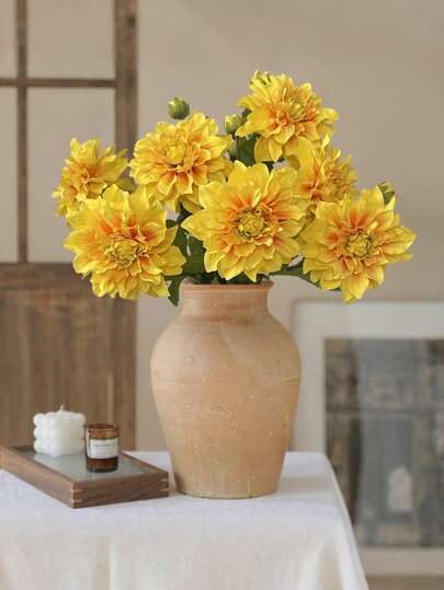 Flower Realm 1 PIEZA Flor de dalia artificial - Dalia de seda falsa para el hogar, boda, fiesta, oficina, Halloween, cocina, jardín, centro de mesa y decoración del Día de San Valentín, regalo, manualidades DIY, arreglo de ramos.