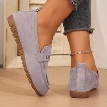 1 Paar Vintage Damen Loafer, Obermaterial aus Wildleder mit bedruckter Ketten-Dekoration, atmungsaktiv und bequeme Slip-On Flache Schuhe, geeignet für Partys, Dates, Tänze, täglichen Lässig-Stil, Strand, Innenbereich, Straße, Campus-Tragen