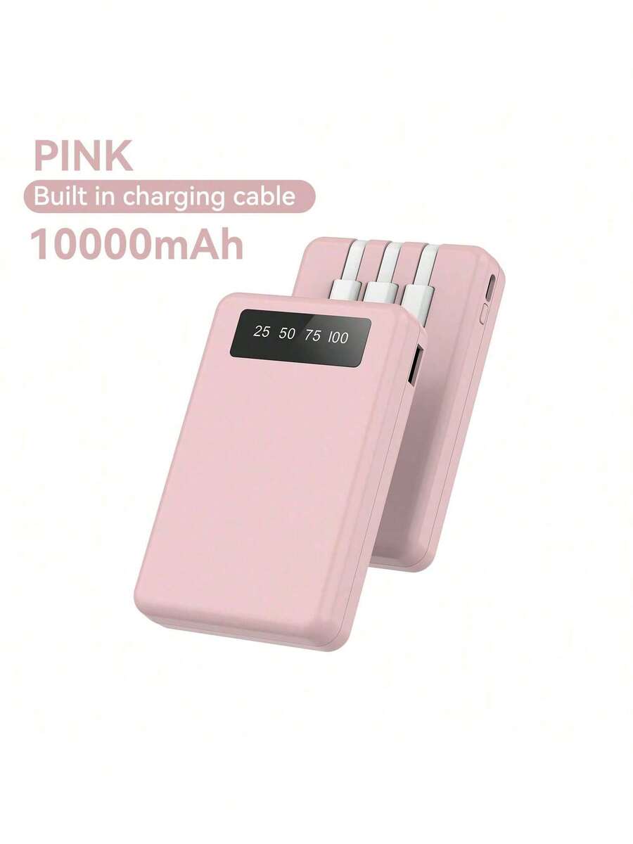 Bộ sạc điện thoại mini di động 10000mAh 5 màu tùy chọn, Đầu ra 4 USB, Tích hợp Type-C, Micro, Dùng để sạc cáp cho iPhone, Bộ pin USB-A mỏng và nhẹ, Sạc điện thoại ngoài, Thích hợp cho iPhone 6 7 8 X XR 11 12 13 14 15 16 Pro Max Series Sạc siêu nhanh, Màn hình hiển thị nguồn LED, Thiết bị sạc di động có cổng USB và Type-C, Pin lithium polymer an toàn và ổn định Thích hợp cho các hoạt động vui chơi ngoài trời, Mua sắm, Du lịch, Nguồn điện di động cho Apple iPhone, iPad, Điện thoại Android, Quà tặng cho gia đình, bạn bè, Sinh nhật, Giáng sinh, Mùa đông, Năm mới - Hồng - Xem 1