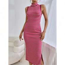 Women Long Dresses - Burgundy - View 1