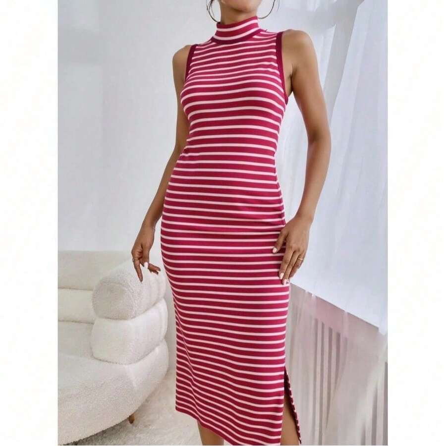 Women Long Dresses - Burgundy - View 1
