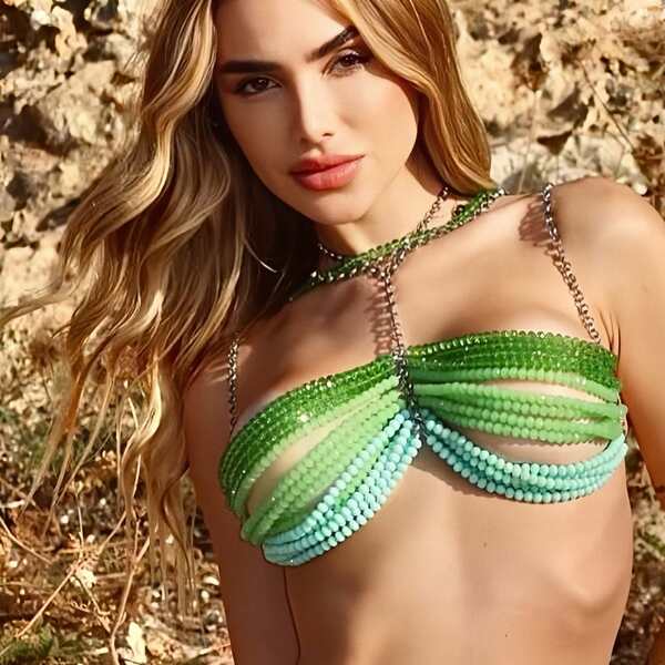 Fashionable And Sexy Gradient Color Beach Vacation Bikini Chain Lingerie Chain Nightclub Party Accessories