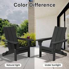 JUSTLET Outdoor Patio Chair, HDPE Folding Adirondack Chair, Black - 1+黑色 - 查看 8