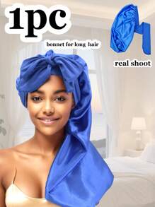 (多种颜色可选)1 件长款缎面发丝睡帽，适合女士睡觉，长款缎面发丝睡帽，长辫子发帽可重复使用可调节护发包裹帽睡眠帽。