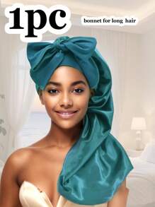 (多种颜色可选)1 件长款缎面发丝睡帽，适合女士睡觉，长款缎面发丝睡帽，长辫子发帽可重复使用可调节护发包裹帽睡眠帽。