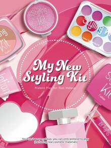 Juego de cosméticos para niños y niñas pequeñas, maquillaje infantil, lápiz labial, rubor en polvo para el rostro, set de cosméticos infantiles, maquillaje de simulación de juguete (no cosméticos reales), juguetes adecuados para niñas de 3 a 9 años, regalos de cumpleaños y regalos festivos ideales para niñas - Multicolor - Ver 7