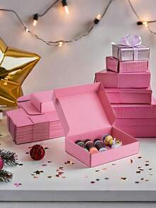 4pcs/10pcs Pink Brown Bulk Shipping Box For Small Business Locking Mailing Box Packaging Medium Cardboard Gift Boxes For Mailing Gifts - Gift Packaging - Small Gift Packaging Halloween Christmas Gift Boxes