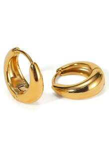 Pendientes de aro gruesos de acero inoxidable dorado para mujeres, pendientes hipoalergénicos lindos y de moda, regalo de joyería minimalista