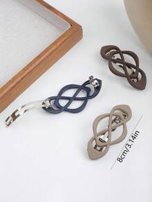 4个复古风格美拉德棕色哑光空心弹簧发夹，适用于凌乱发髻、低马尾、爪夹、发夹、发爪、发饰、头部饰品、女士发饰、发卡 - 彩色 - 查看 3