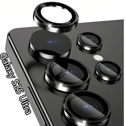 适用于三星 Galaxy S25 Ultra/S24 Plus/S23/A14/A24/A25/A4/A35/A55/A54/A05 的镜头保护膜，采用 AR AF 钢化玻璃和 9H 防刮金属单镜头盖制成，高清摄像头保护，钛黑色，配备定位安装工具，操作更便捷，防水、防震、防摔、防指纹，全覆盖。