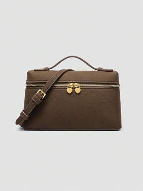 1pc Solid Color Litchi Grain PU Square Crossbody Bag, Suitable For Women's Daily Fashion Matching And Outings